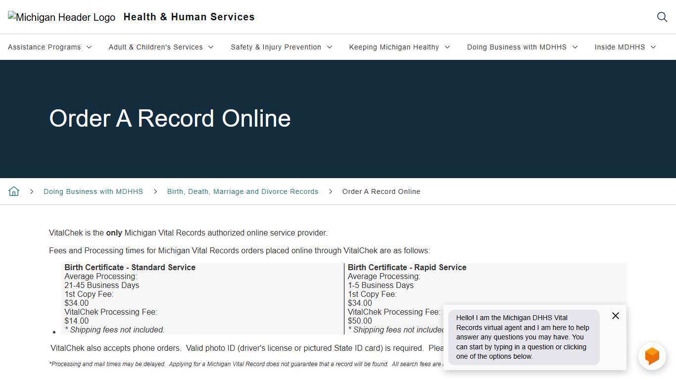 Order A Record Online