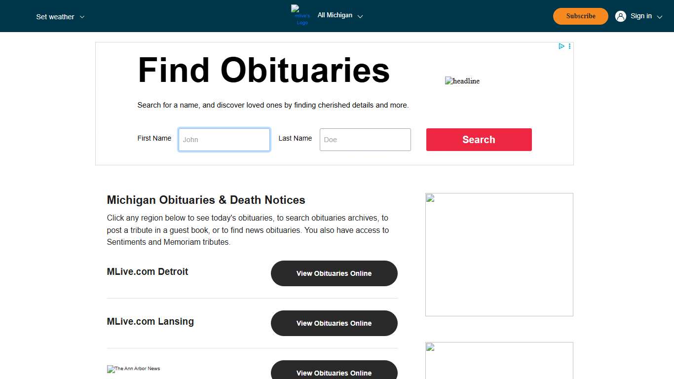 Michigan Obituaries & Death Notices